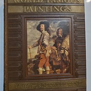 1939 World Famous Paintings coffee table book Rockwell Kent Leather Bound